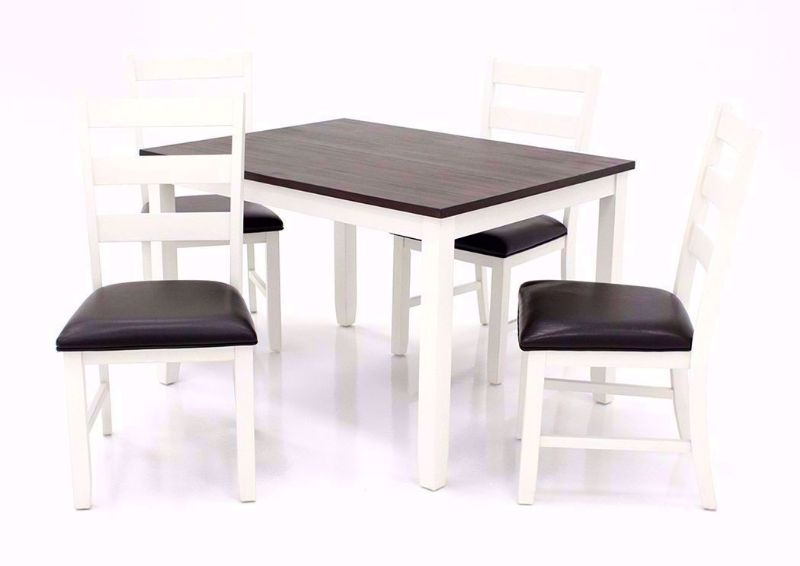 Off White Two-Tone Martin Dining Table Set at an Angle | Home Furniture Plus Bedding