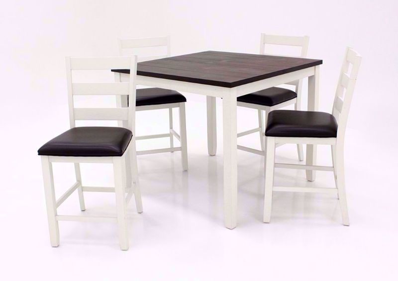 White Two-Tone Martin Bar Height Dining Table Set at an Angle | Home Furniture Plus Bedding