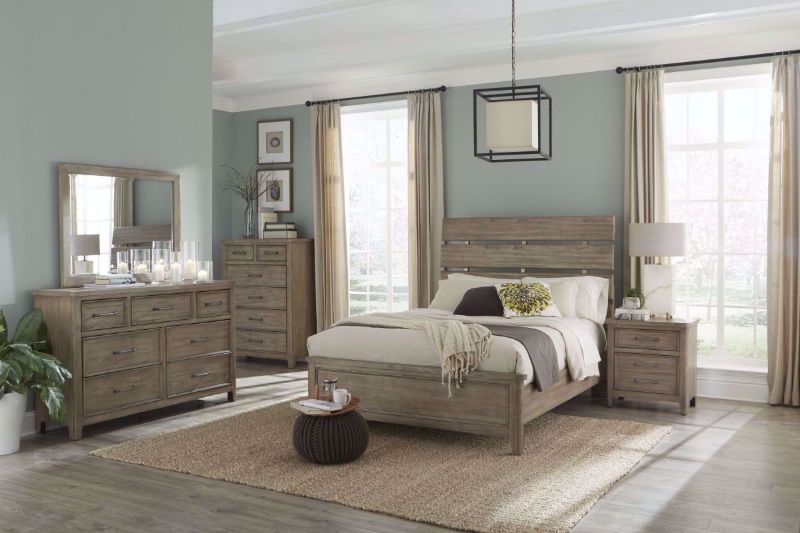 Harper Falls Bedroom Set, Weathered Gray, Room View | Home Furniture Plus Bedding