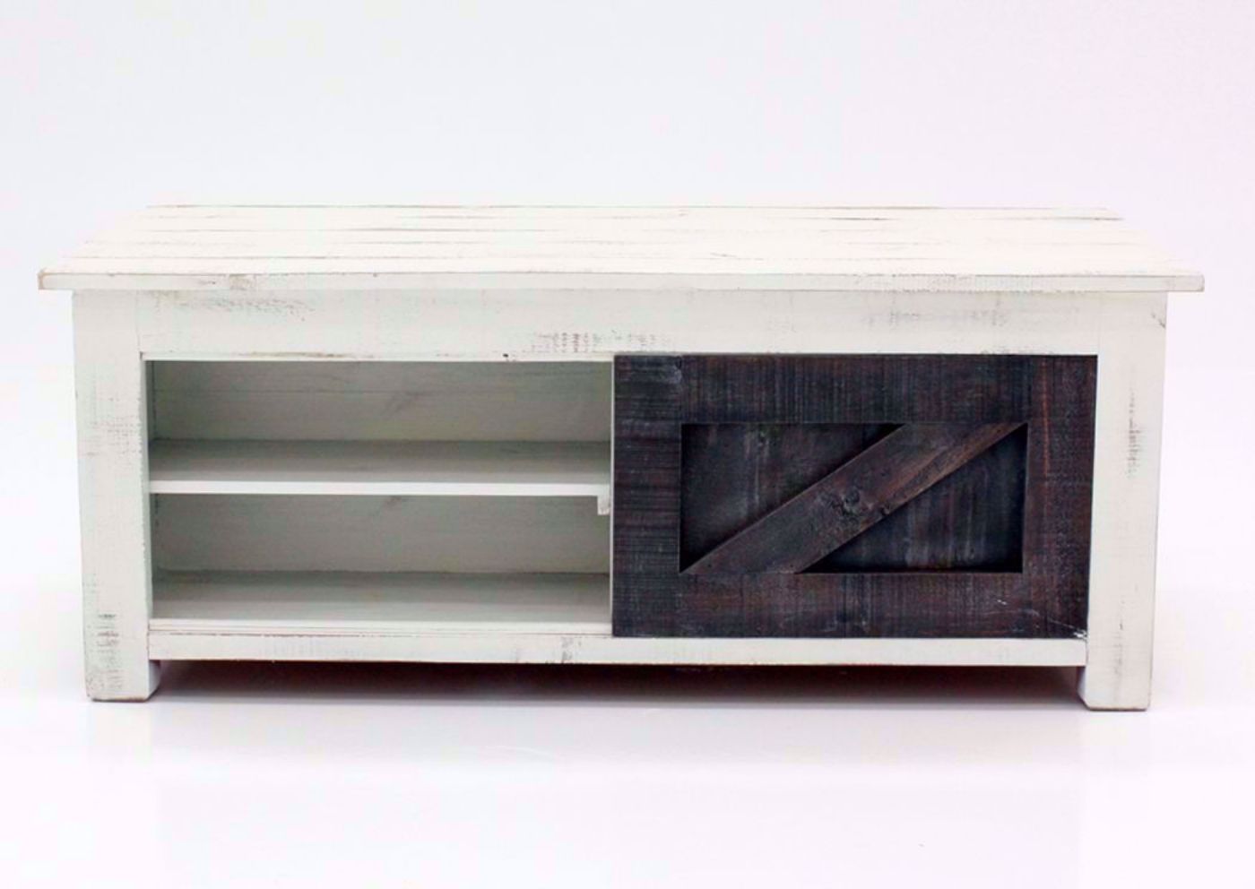 White and Ash Brown Midland Coffee Table Facing the Front With the Door to Right | Home Furniture Plus Mattress