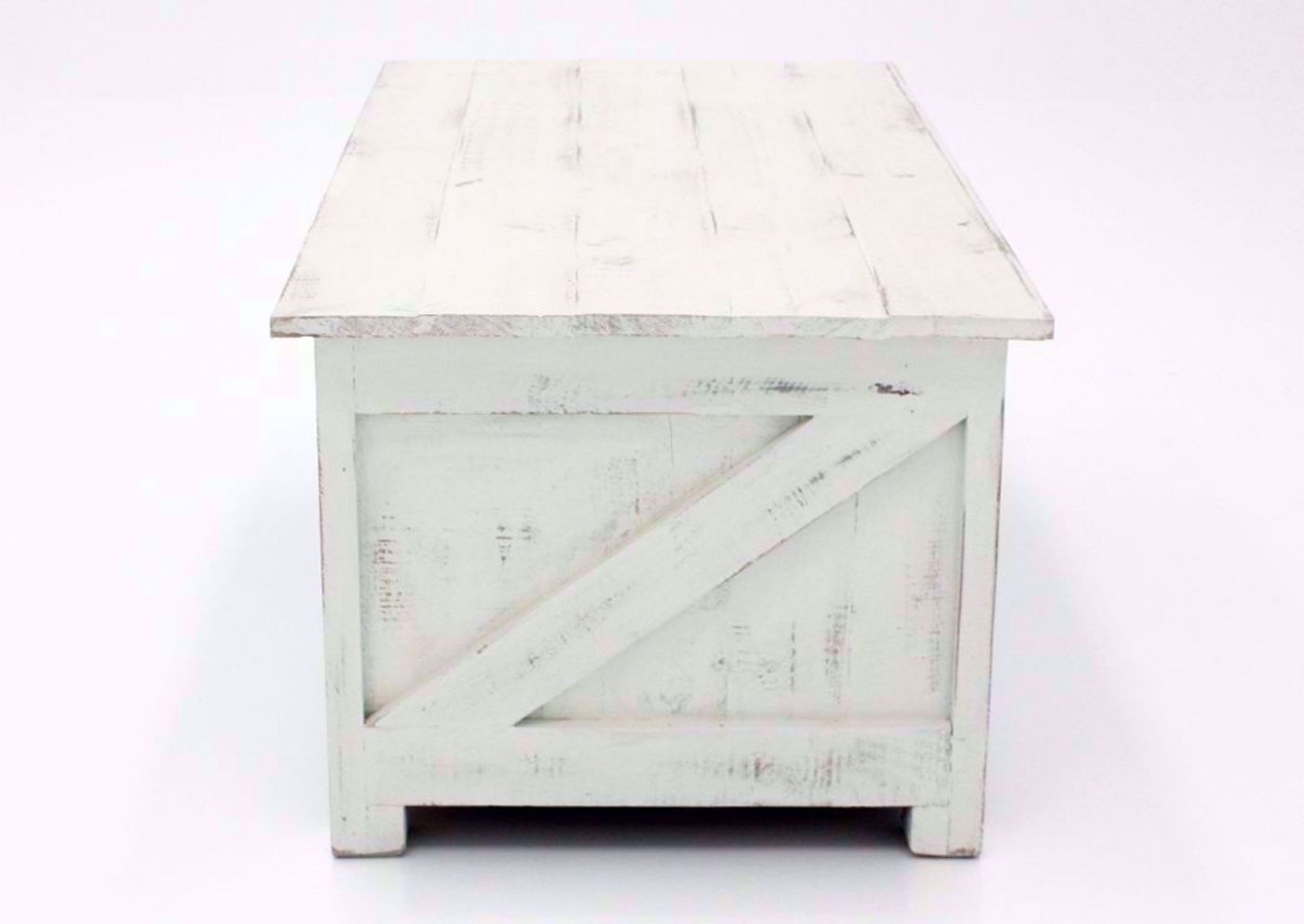 White and Ash Brown Midland Coffee Table Showing the Side View | Home Furniture Plus Mattress