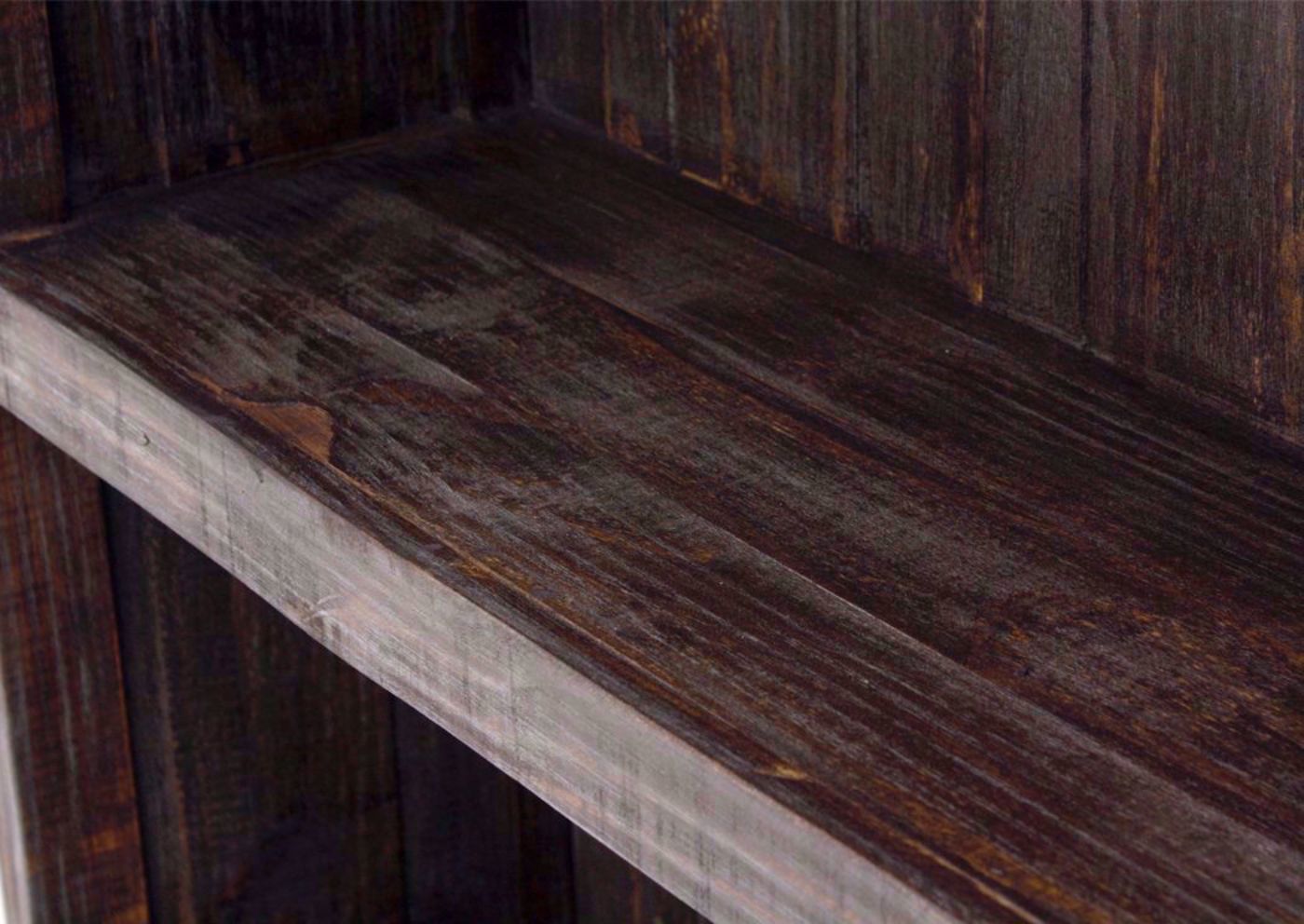 Rustic Barnwood Brown Vintage Bookcase Showing the Shelf Interior Detail | Home Furniture Plus Bedding