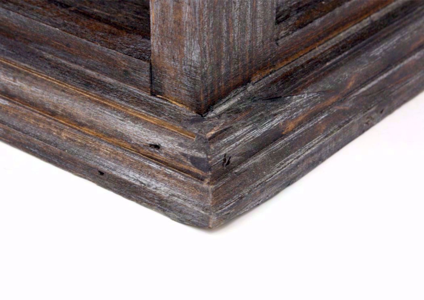 Rustic Barnwood Brown Vintage Bookcase Showing the Bottom Frame Detail | Home Furniture Plus Bedding