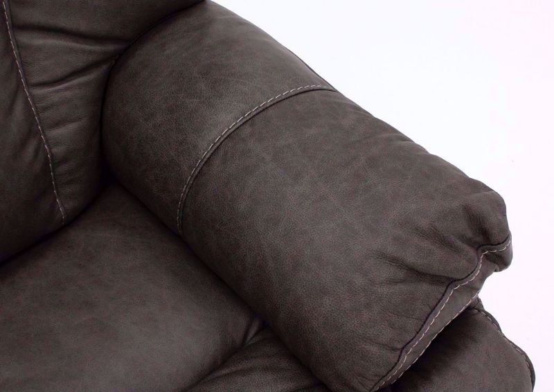 Arm Details on the Gray Wurstrow Power Reclining Sofa by Ashley Furniture | Home Furniture + Mattress