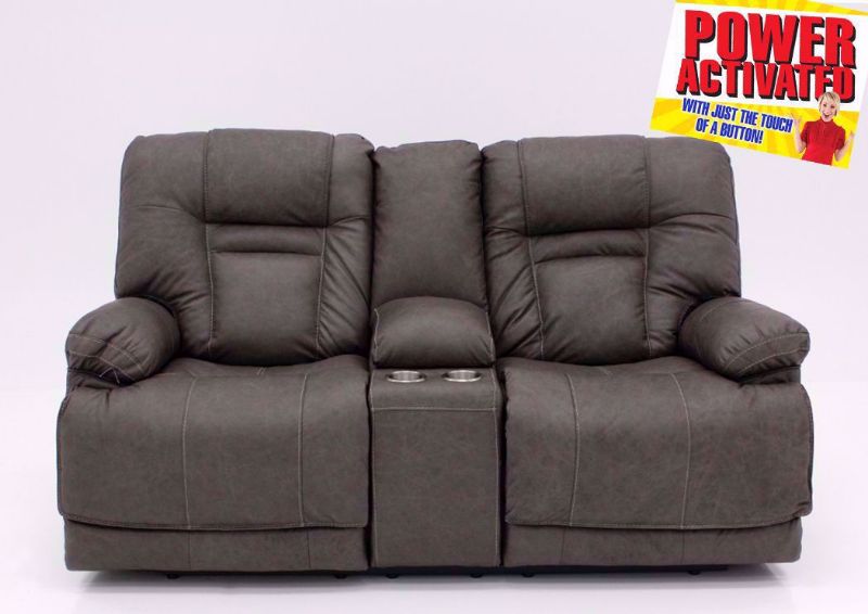 Front Facing Gray Wurstrow Power Reclining Loveseat by Ashley Furniture | Home Furniture + Bedding