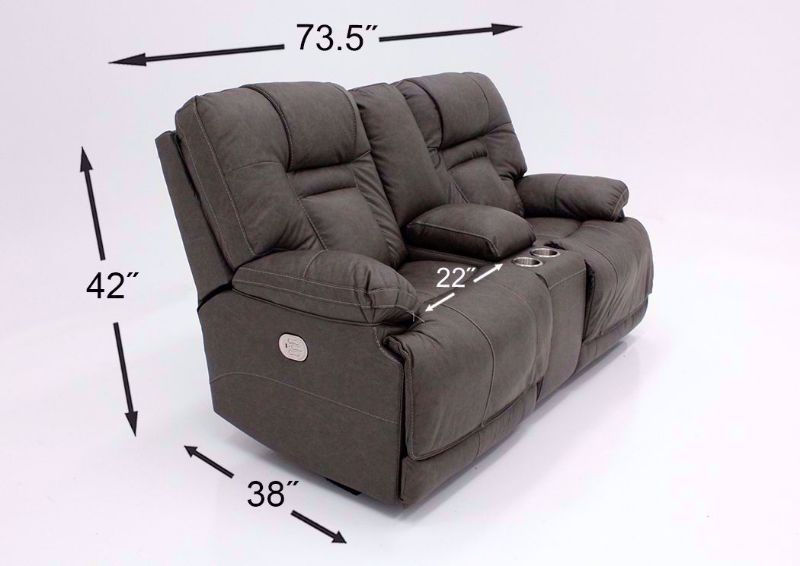 Dimension Details for Gray Wurstrow Power Reclining Loveseat by Ashley Furniture | Home Furniture + Bedding