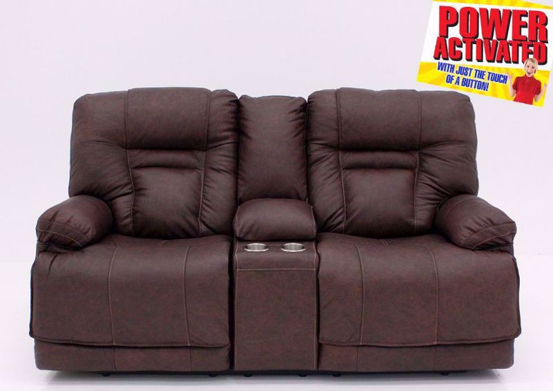 Front Facing Brown Wurstrow Power Reclining Loveseat by Ashley Furniture | Home Furniture + Mattress