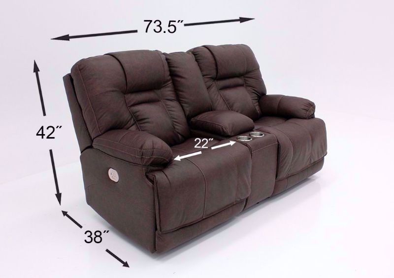 Dimension Details for Brown Wurstrow Power Reclining Loveseat by Ashley Furniture | Home Furniture + Mattress
