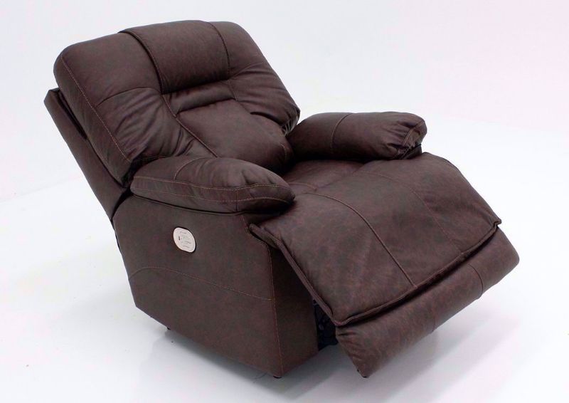 Side Angled View of the Brown Wurstrow Power Recliner by Ashley Furniture with Open Recliner | Home Furniture Plus Bedding