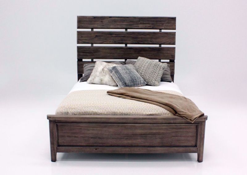 Rustic Gray Harper Falls Queen Size Bed Facing Front | Home Furniture Plus Mattress