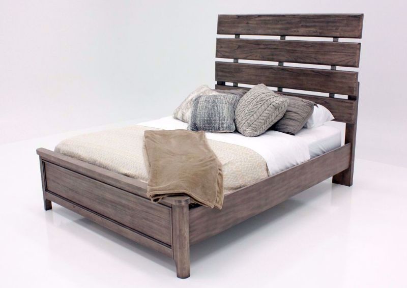 Rustic Gray Harper Falls Queen Size Bed at an Angle | Home Furniture Plus Mattress