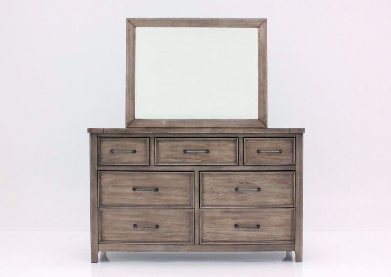 Harper Falls Dresser with Mirror, Weathered Gray, Front Facing | Home Furniture Plus Bedding