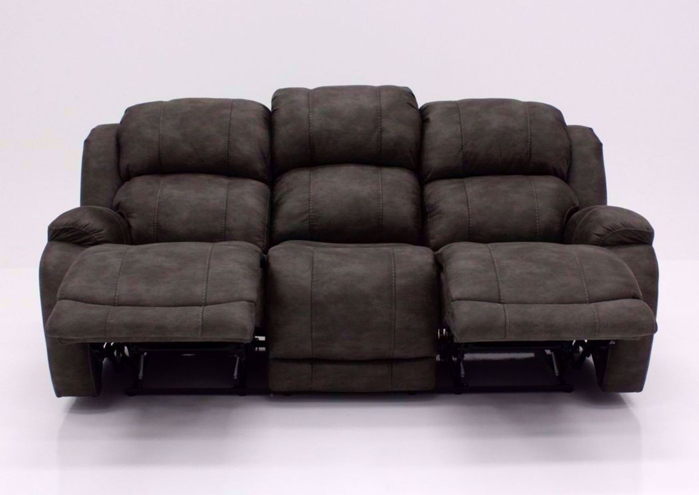 Front Facing View of Partially Reclined Dual Recliners on  the Denali Reclining Sofa by HomeStretch | Home Furniture Plus Bedding