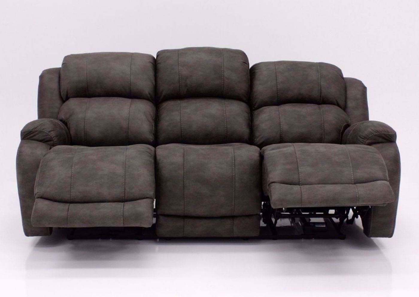 Front Facing View of Partially Reclined Dual Recliners on the Denali Power Reclining Sofa by HomeStretch | Home Furniture Plus Bedding