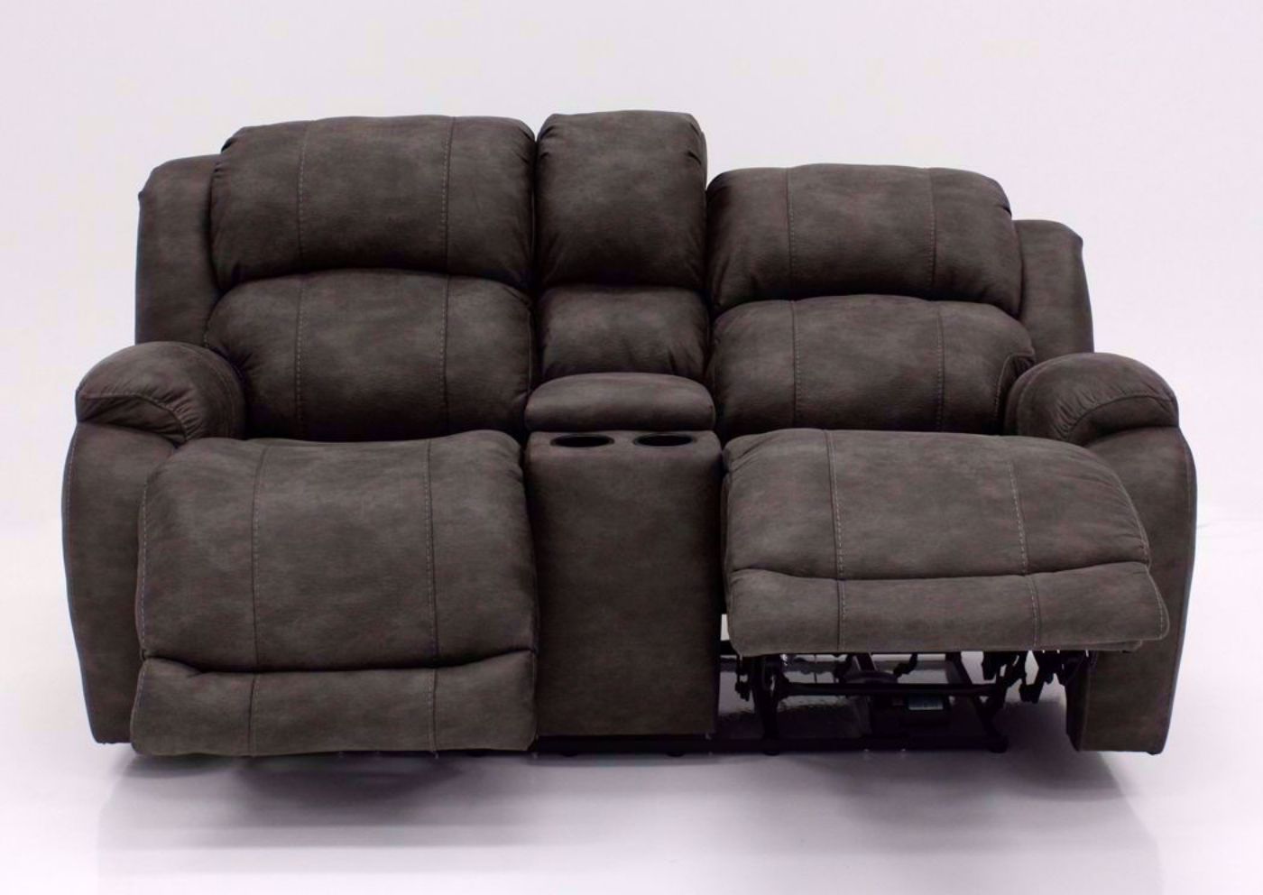 Front Facing View of Partially Reclined Dual Recliners on the Denali Power Reclining Loveseat by HomeStretch | Home Furniture Plus Bedding