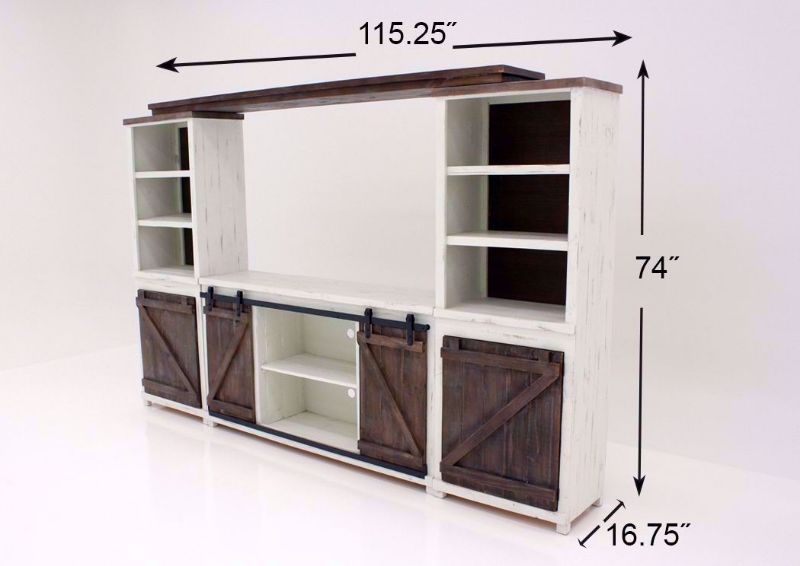 Rustic Antique White and Brown Braxton Entertainment Center Dimensions | Home Furniture Plus Bedding