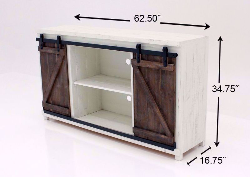 Antique White and Barnwood Brown Braxton TV Stand Dimensions | Home Furniture Plus Bedding