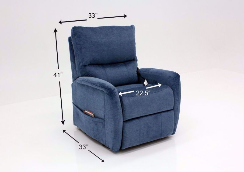 Polo Power Recliner Lift Chair, Blue, Dimensions | Home Furniture Plus Bedding