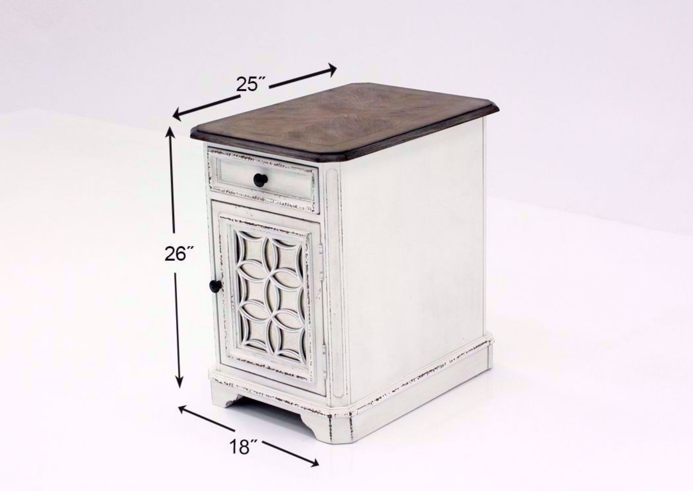 Distressed White Magnolia Manor Chairside End Table Dimensions | Home Furniture Plus Mattress