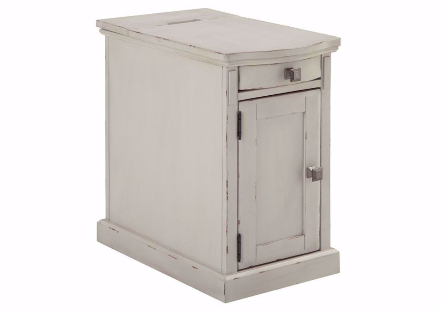 Front Facing Laflorn Chairside End Table by Ashley Furniture with White Finish, Angle | Home Furniture Plus Bedding
