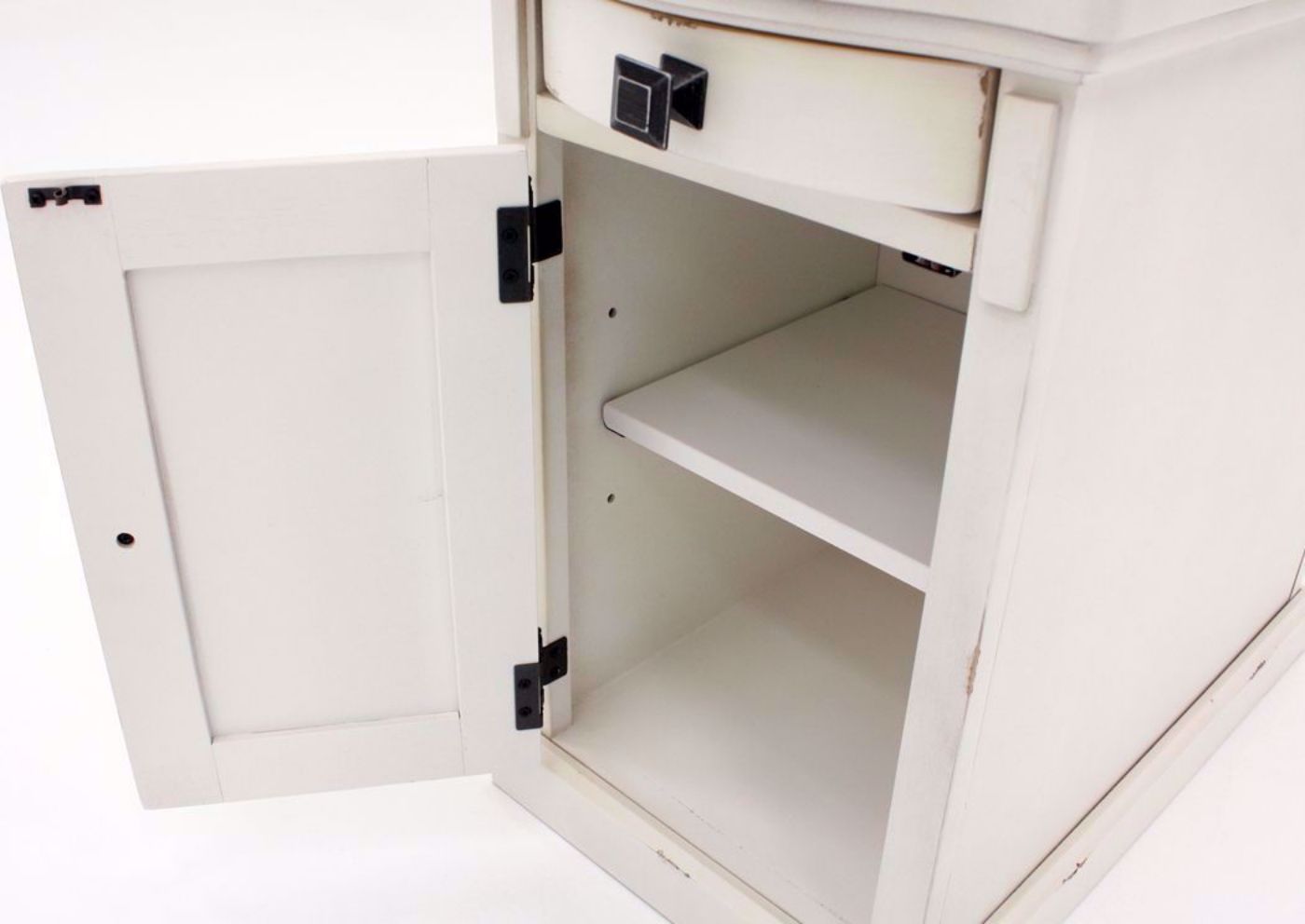 View of Cabinet with 2 Storage Areas on the White Laflorn Chairside End Table by Ashley Furniture | Home Furniture Plus Bedding