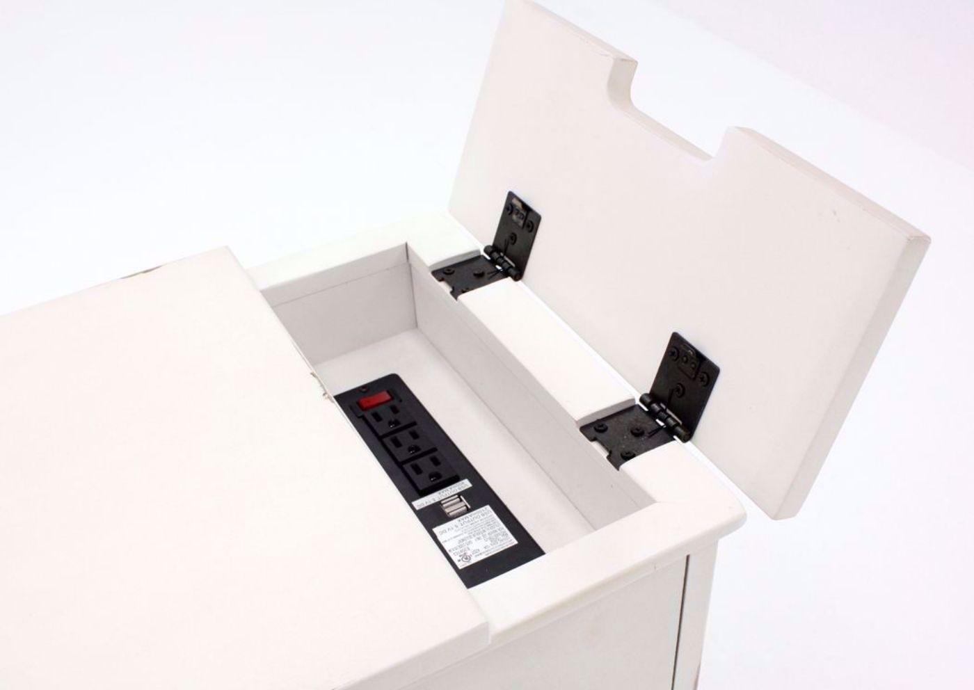 Table Top Hidden Storage Compartment on the White Laflorn Chairside End Table by Ashley Furniture | Home Furniture Plus Bedding