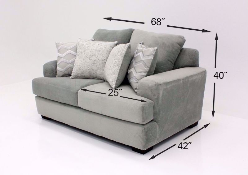 Cooper Loveseat, Platinum Gray, Dimensions | Home Furniture Plus Bedding