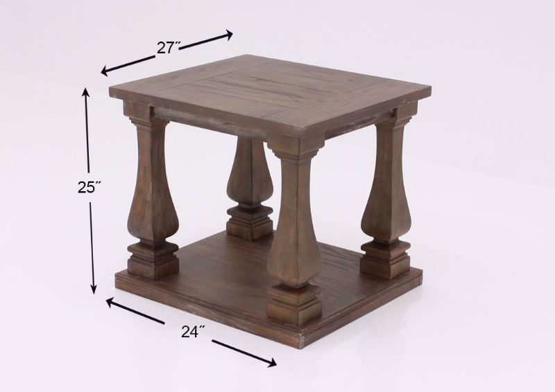 Dimension Details on the Johnelle End Table by Ashley Furniture with a Weathered Gray and Brown Finish | Home Furniture Plus Mattress