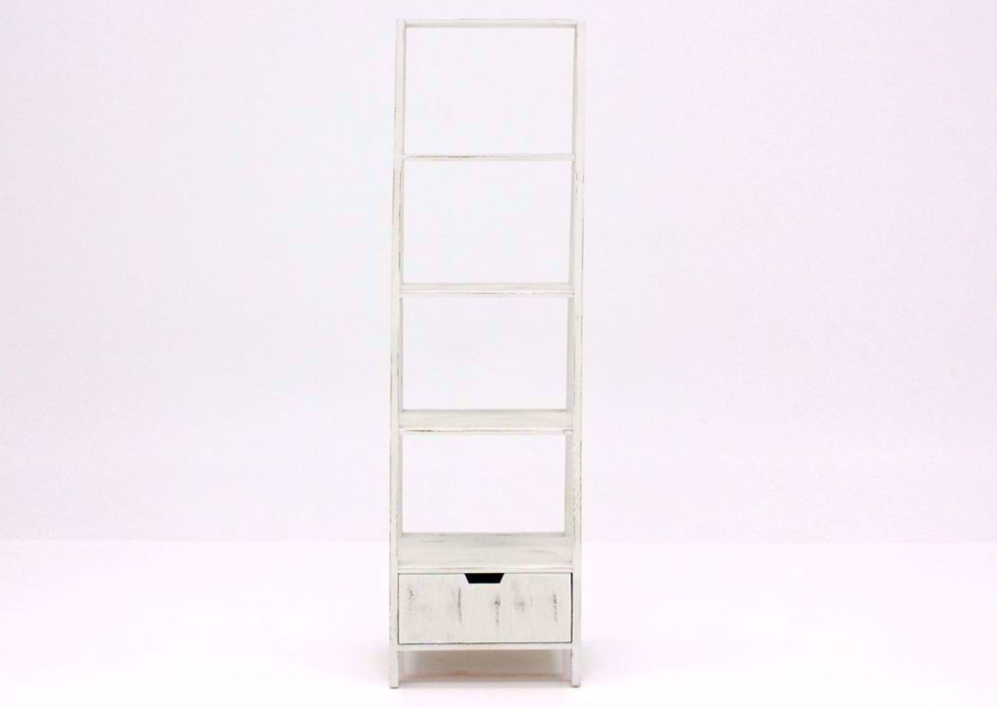 Rustic White Ladder Bookcase Facing Front | Home Furniture Plus Bedding