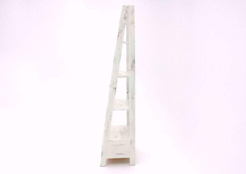 Rustic White Ladder Bookcase Side View | Home Furniture Plus Bedding