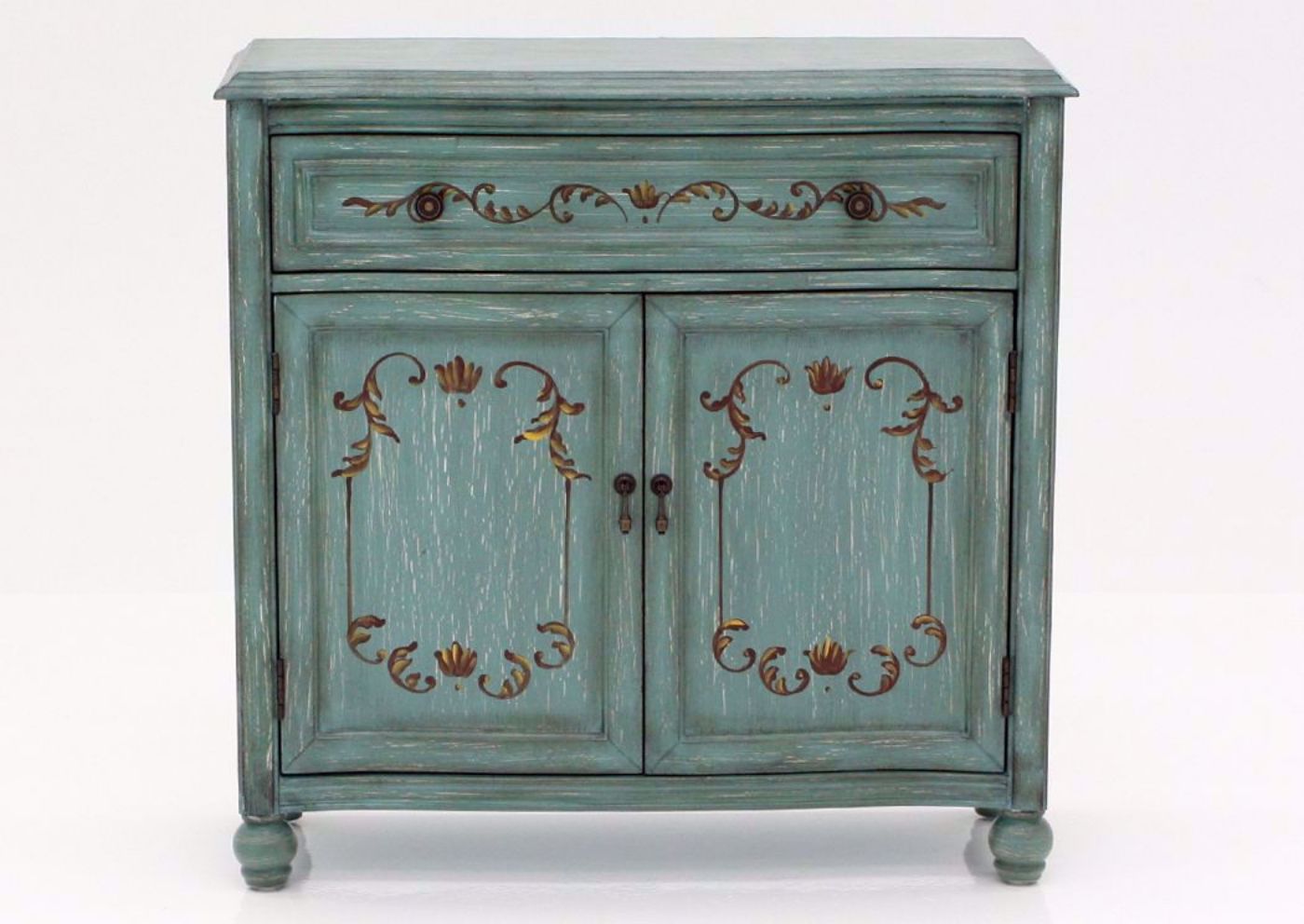 Dearington Coast Cabinet, Teal, Front Facing  | Home Furniture Plus Bedding