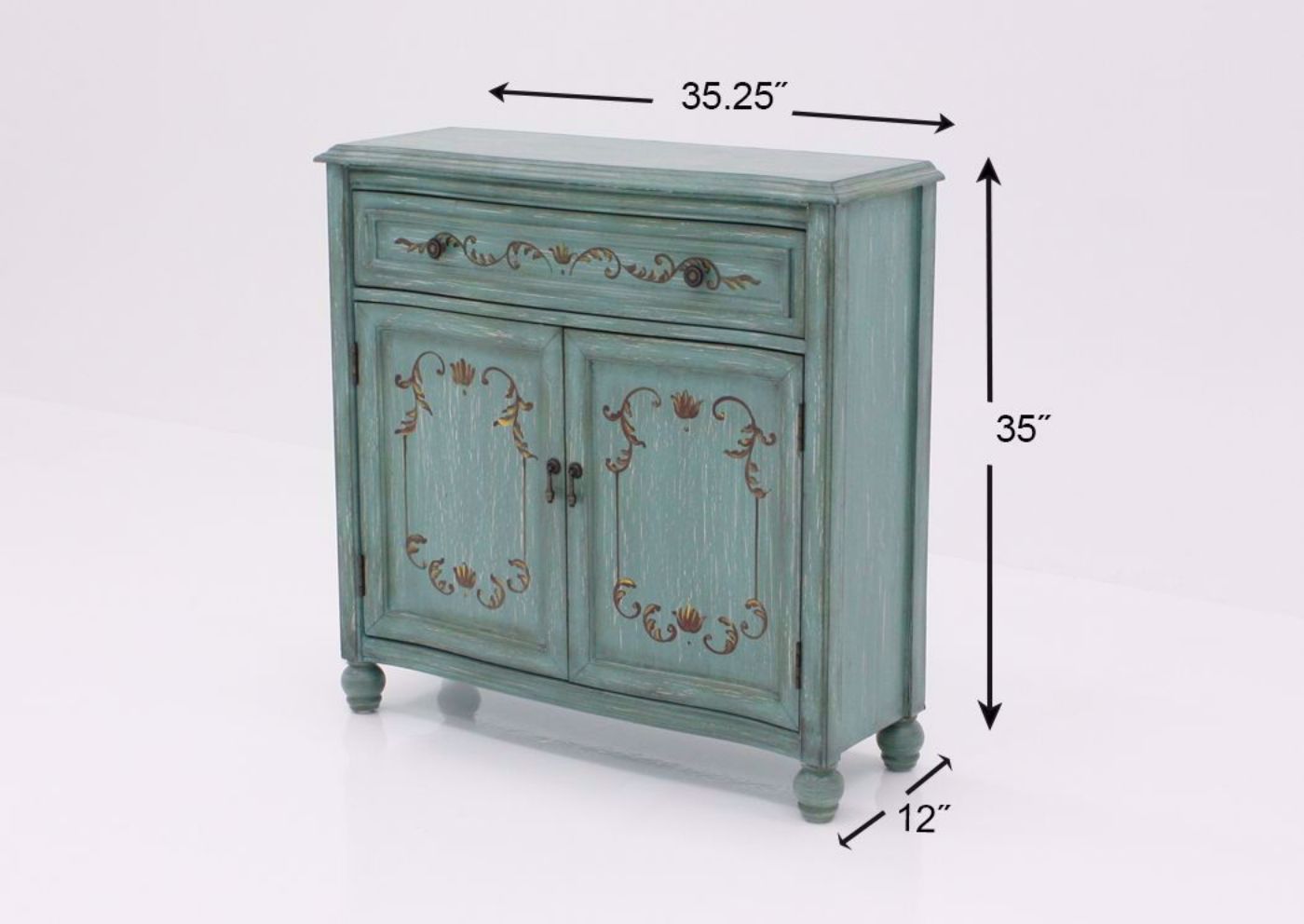 Dearington Coast Cabinet, Teal, Dimensions | Home Furniture Plus Bedding