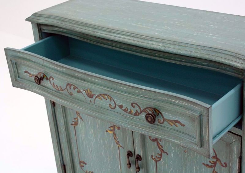 Dearington Coast Cabinet, Teal, Drawer Detail | Home Furniture Plus Bedding
