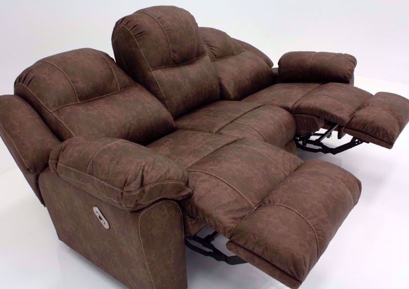 Brown Victory POWER Sofa at an Angle and Reclined | Home Furniture Plus Bedding