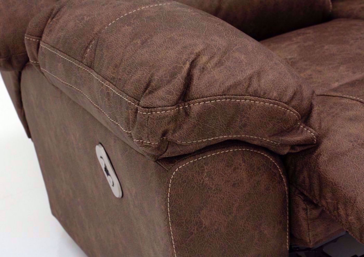 Brown Victory POWER Sofa Pillow Arm Detail | Home Furniture Plus Bedding