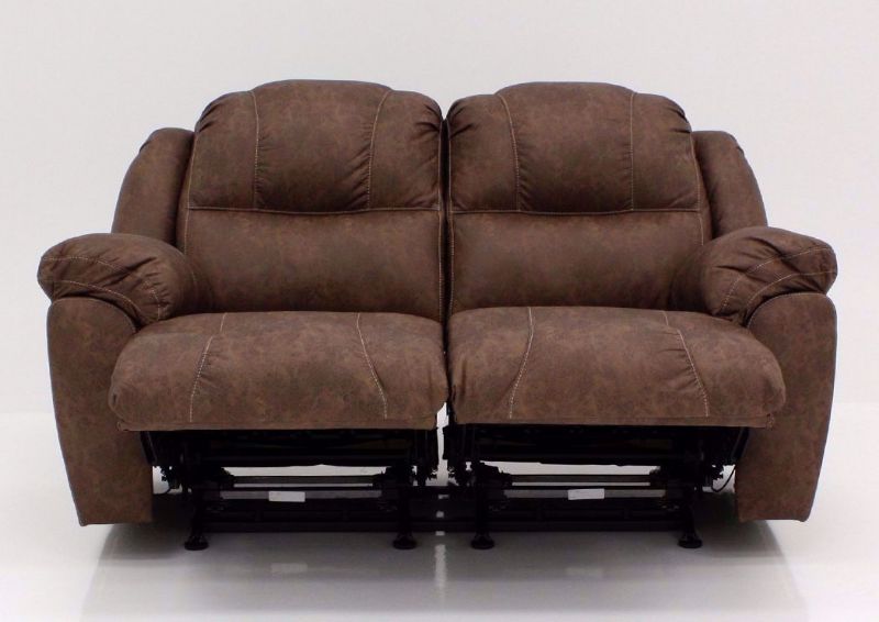 Victory Rocking Recliner Loveseat, Brown, Front Facing, Reclined | Home Furniture Plus Mattress