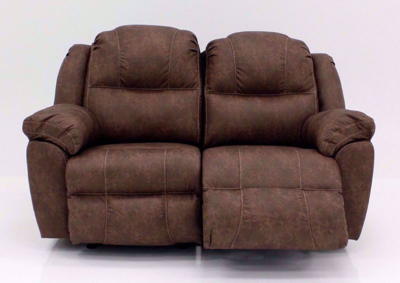 Brown Victory POWER Loveseat, Front Facing with One Recliner Open | Home Furniture Plus Bedding