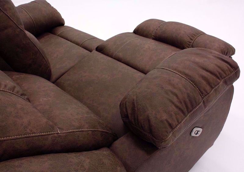 Brown Victory POWER Loveseat Showing the Chaise Open | Home Furniture Plus Bedding