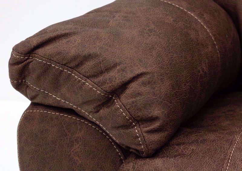 Brown Victory POWER Loveseat Pillow Arm Detail | Home Furniture Plus Bedding