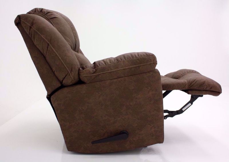 Brown Victory Rocker Recliner, Side View in the Reclined Position | Home Furniture Plus Mattress