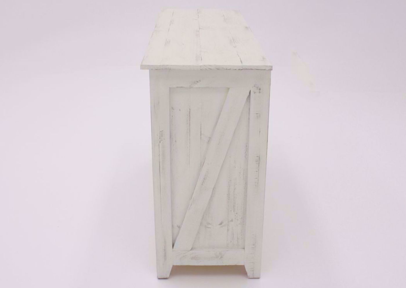 White Two-Tone Midland Sofa/Console Table Showing the Side View | Home Furniture Plus Bedding