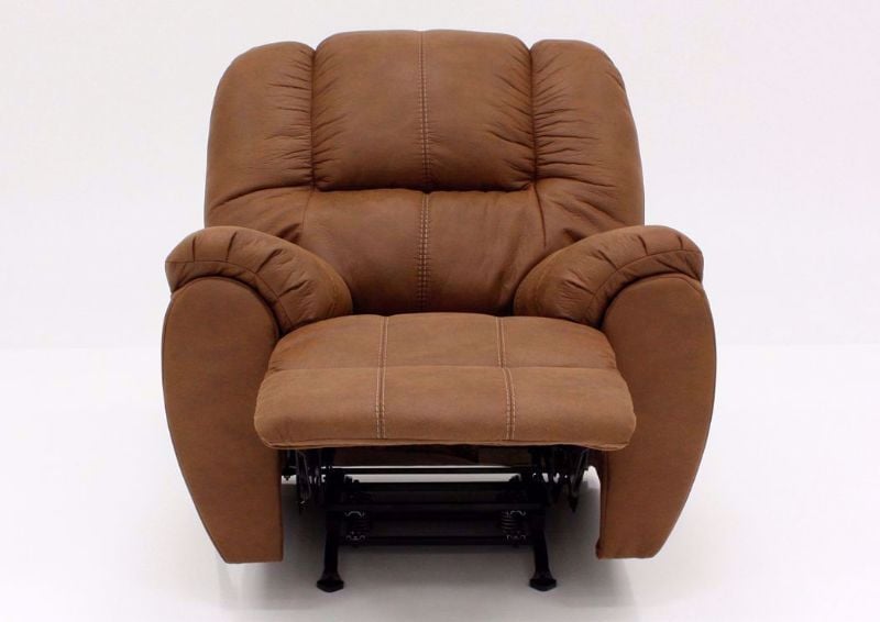 Front Facing View of Open Recliner on Saddle Brown McGann Rocker Recliner by Ashley Furniture | Home Furniture Plus Bedding