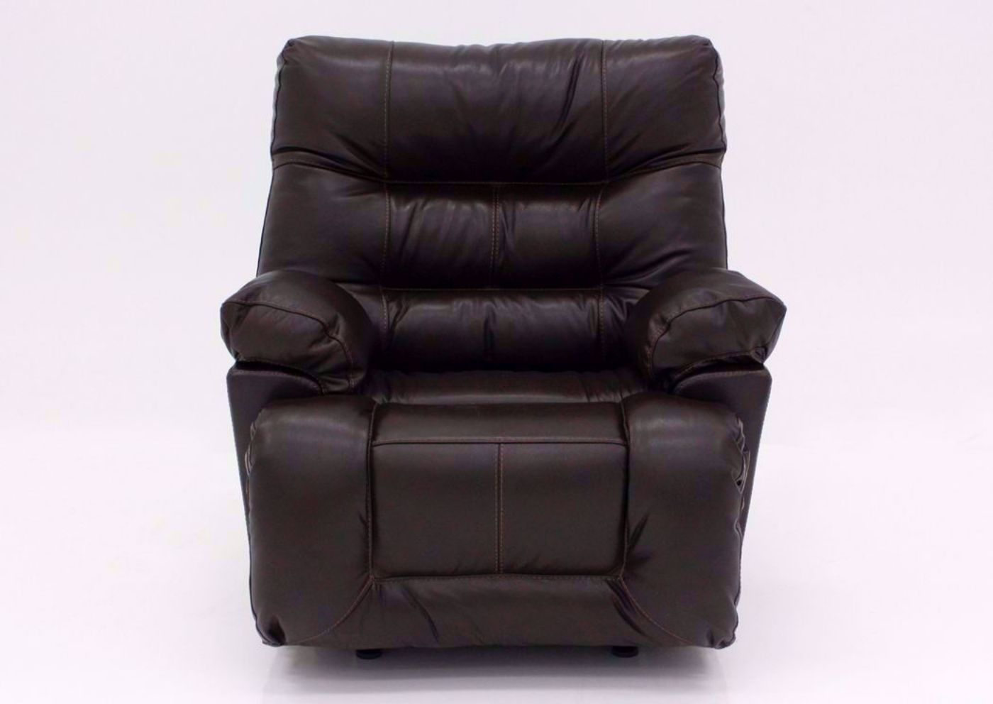 Dark Brown Boss POWER Leather Rocker Recliner, Front Facing | Home Furniture Plus Mattress