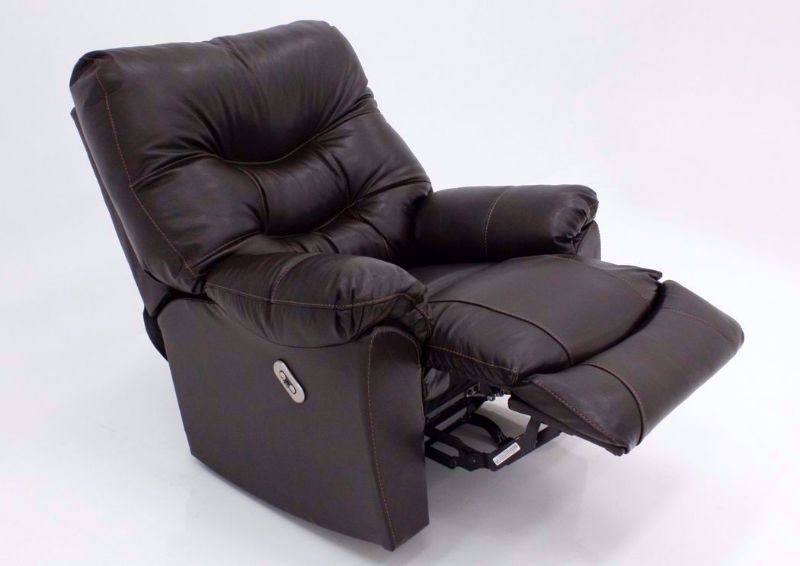 Dark Brown Trilogy POWER Rocker Recliner at an Angle in the Reclined Position | Home Furniture Plus Mattress