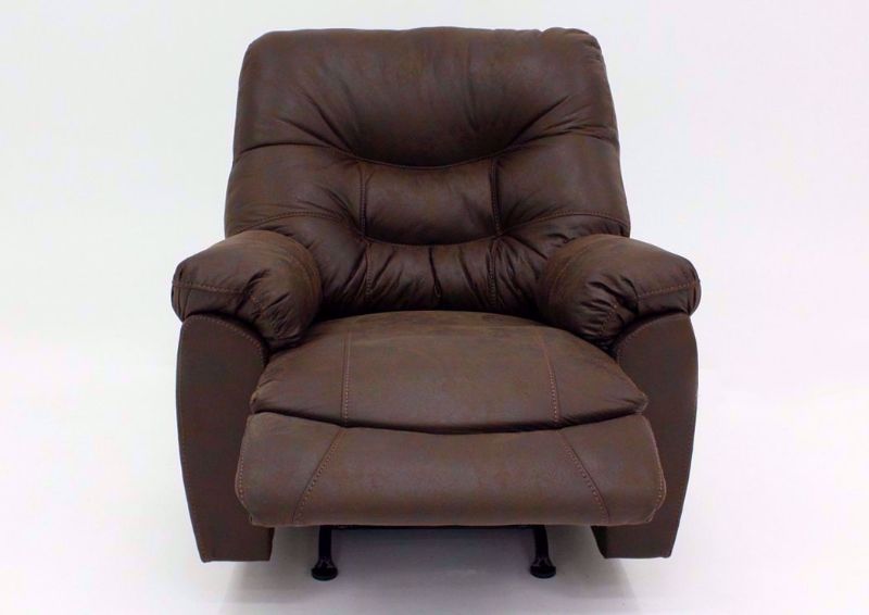 Dark Brown Marshall POWER Rocker Recliner, Front Facing With the Chaise in the Open Position | Home Furniture Plus Bedding