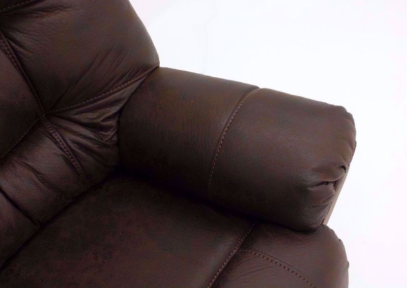 Dark Brown Marshall POWER Rocker Recliner Pillow Arm Detail | Home Furniture Plus Bedding