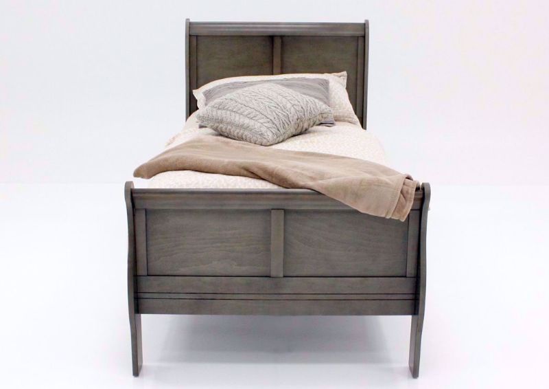 Gray Louis Philippe Twin Size Bed Facing Front | Home Furniture Plus Bedding