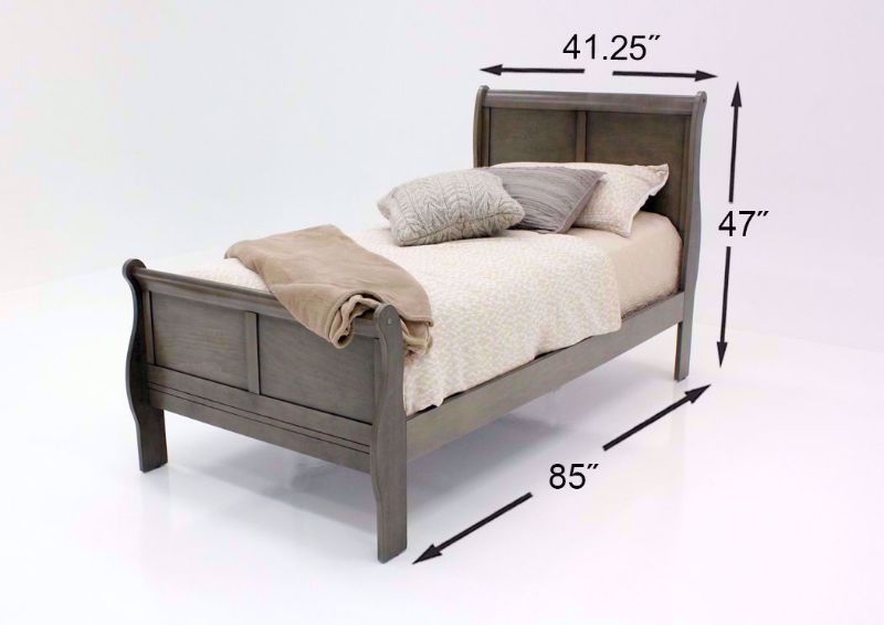 Gray Louis Philippe Twin Size Bed Dimensions | Home Furniture Plus Bedding