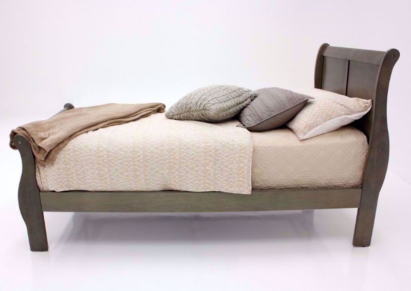 Gray Louis Philippe Twin Size Bed Showing the Side View | Home Furniture Plus Bedding