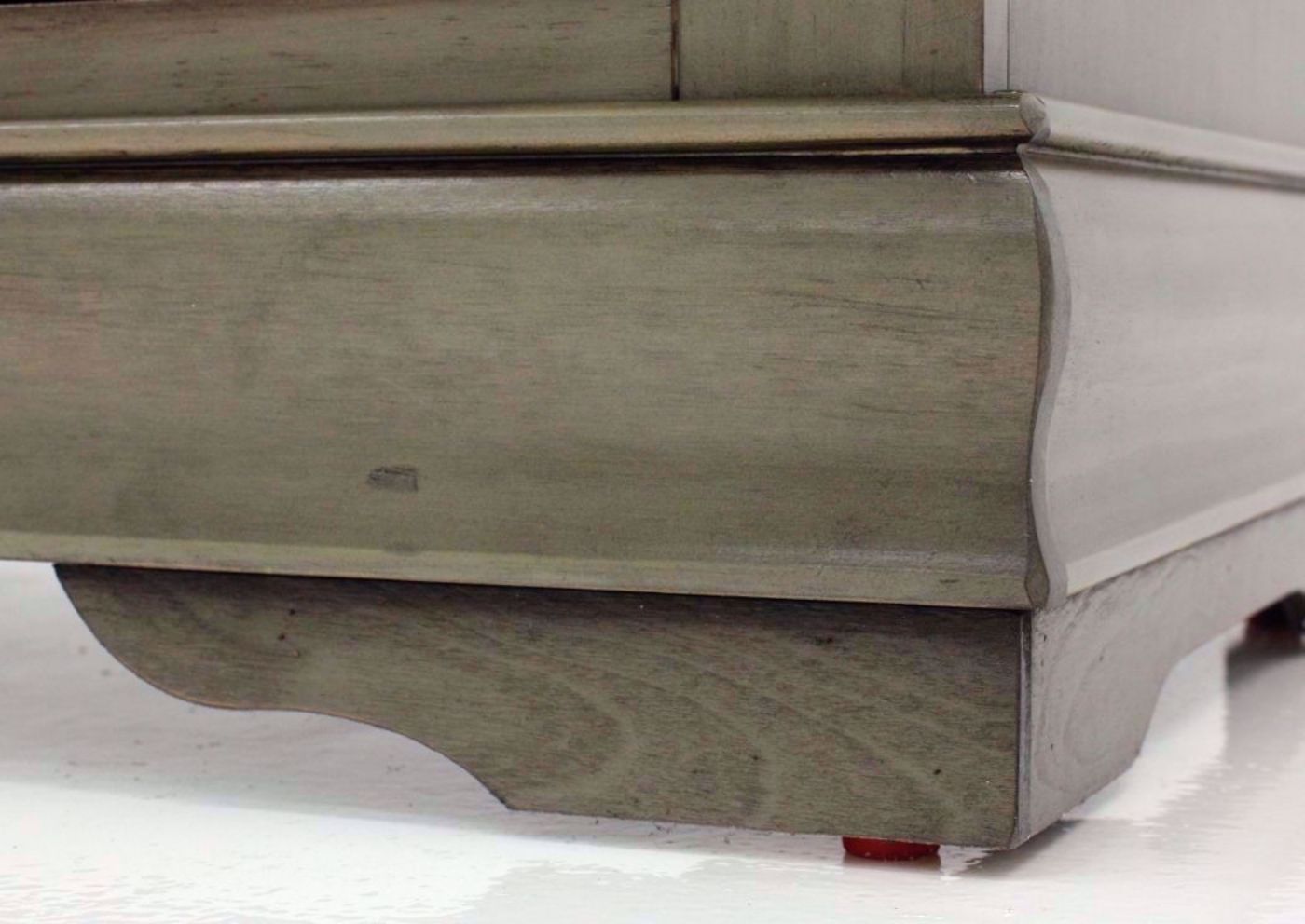 Gray Louis Philippe Dresser with Mirror Showing the Base Foot Detail | Home Furniture Plus Bedding